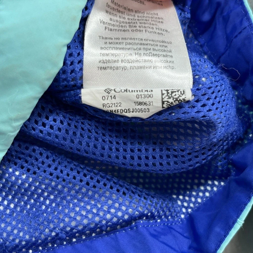 Columbia Rain Jacket Girls M 10/12 Aqua Blue Omni-Tech Hooded Outdoor Waterproof